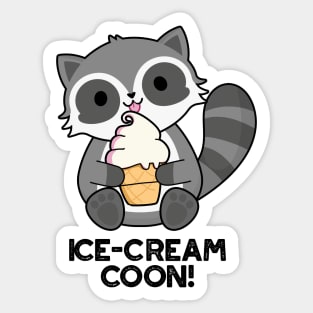 Ice Cream Coom Funny Animal Racoon Pun Sticker